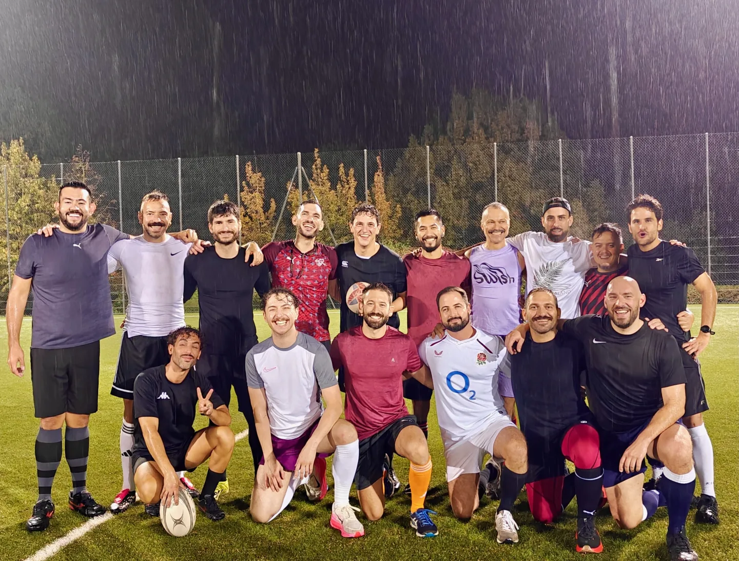 Guardians together on the pitch during a rainy evening training session