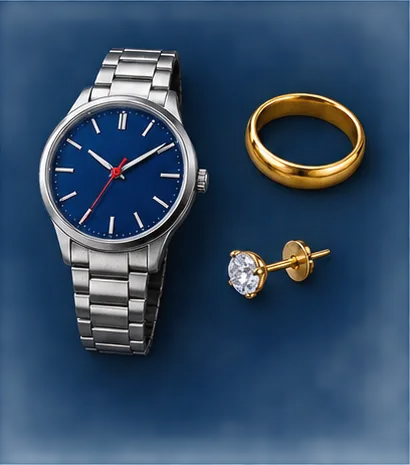 Illustration of jewellery and a watch that must be removed