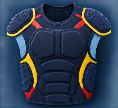 Illustration of padded shoulder and chest protection