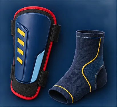 Illustration of a shin guard and an ankle support